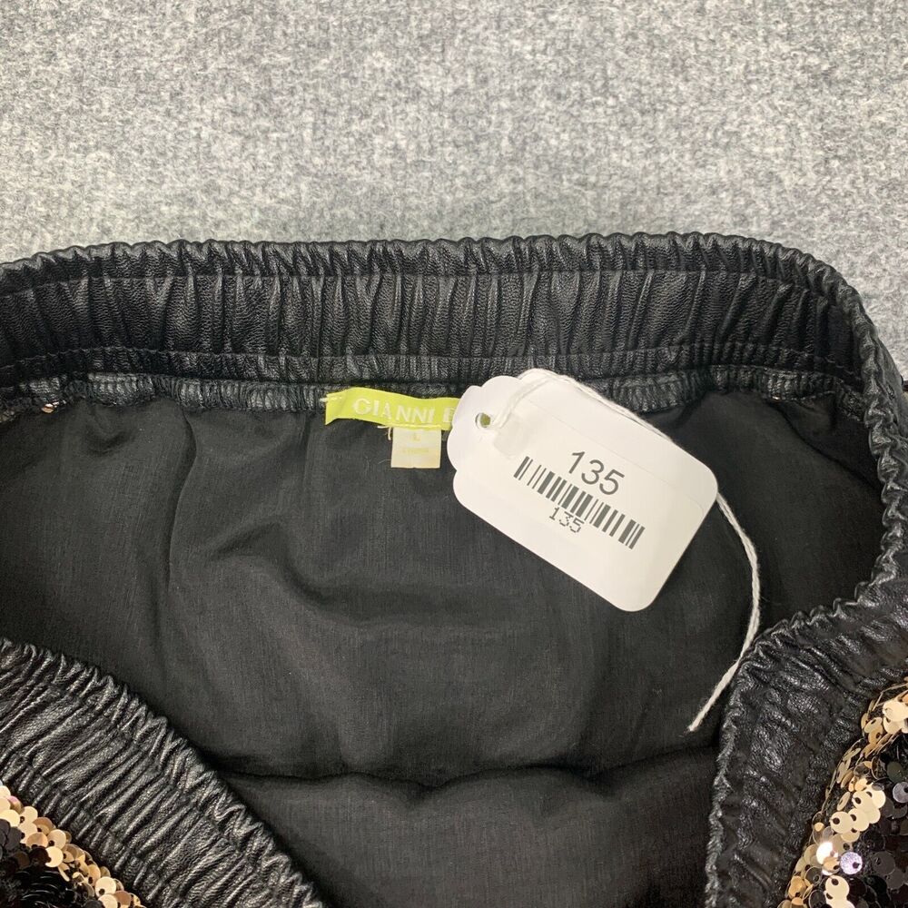 Gianni Bini Skirt Womens L Large Black Gold Jamie Striped Sequined Lined Mini - Picture 4 of 16